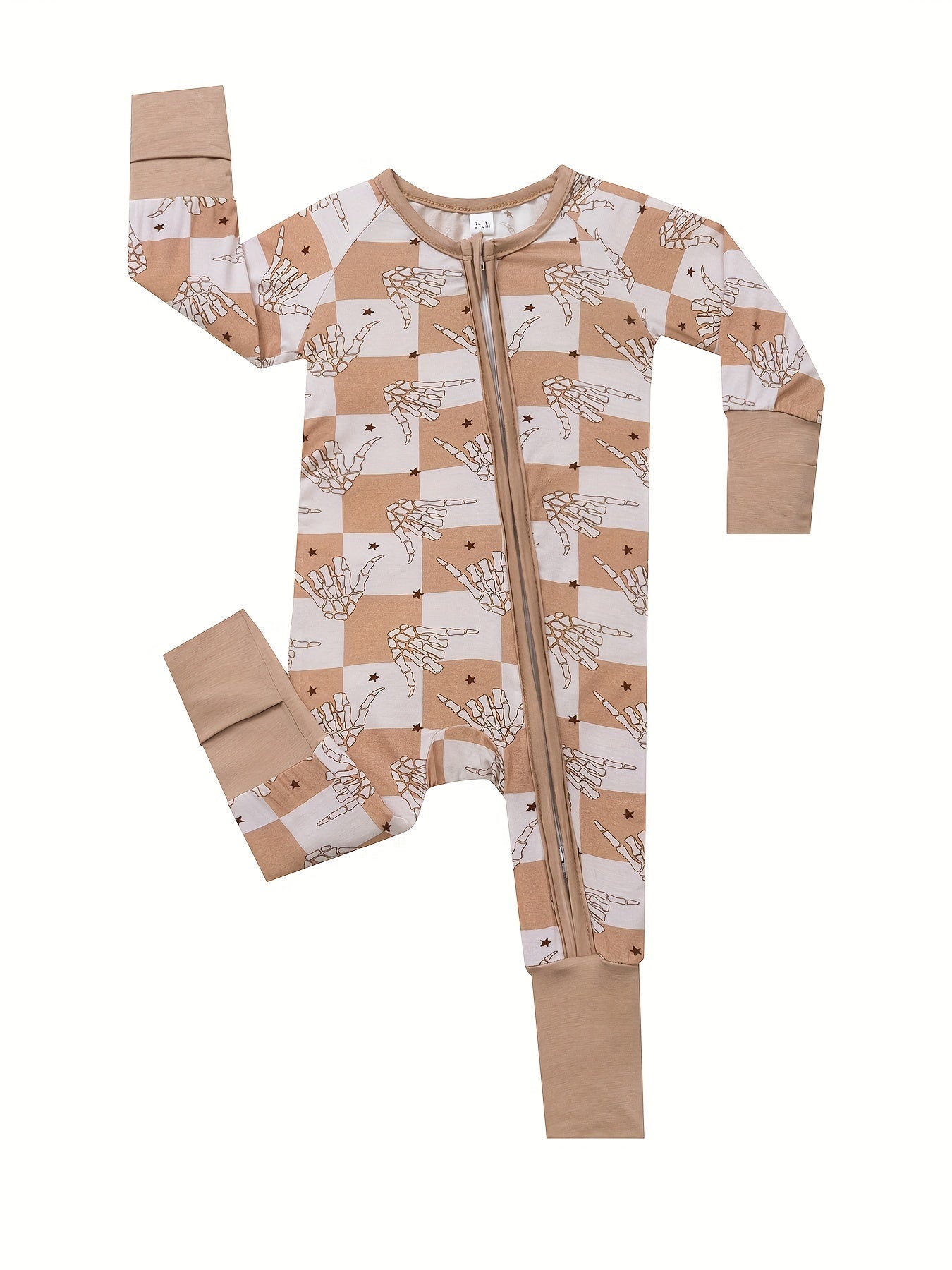 Checkerboard Skeleton Hand Bamboo Jammies