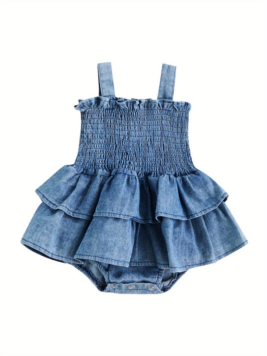 Ruffle Denim Romper