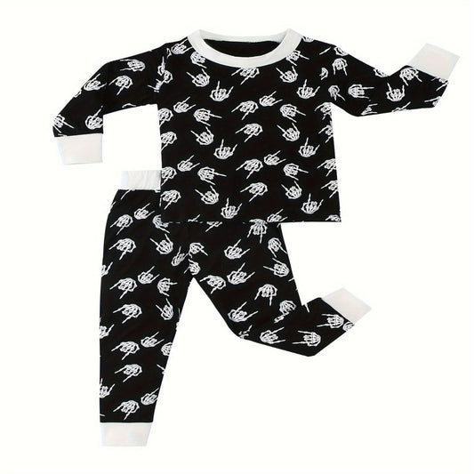 Black Skeleton Hand Bamboo Jammies (two piece)