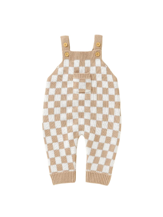 Checkered Knit Overalls (color options)