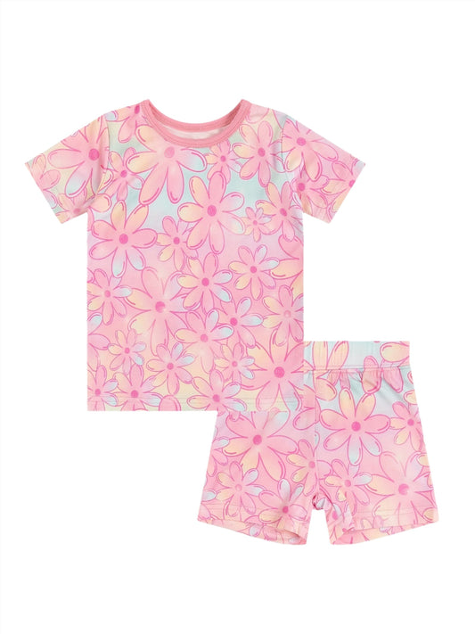 Watercolor Flower Bamboo Jammies (two piece shorts)