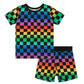 Rainbow Checkered Bamboo Jammies (two piece shorts)