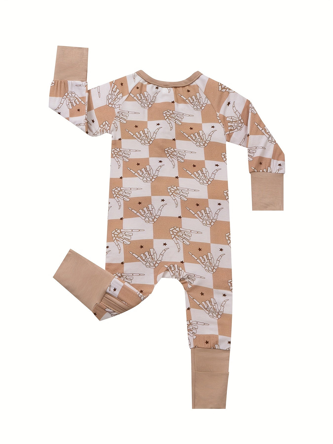 Checkerboard Skeleton Hand Bamboo Jammies